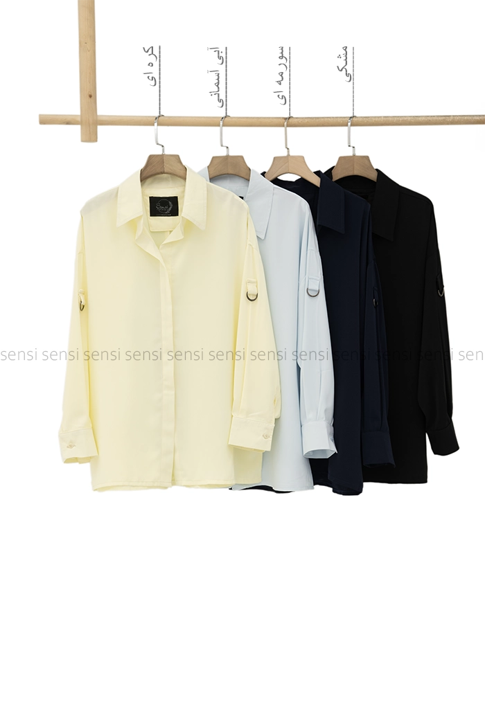 شومیزجلو بسته آستین سگک کد1005373